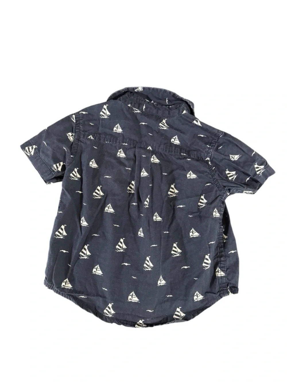 Gymboree Navy and White Sailboat Button-Down Shirt